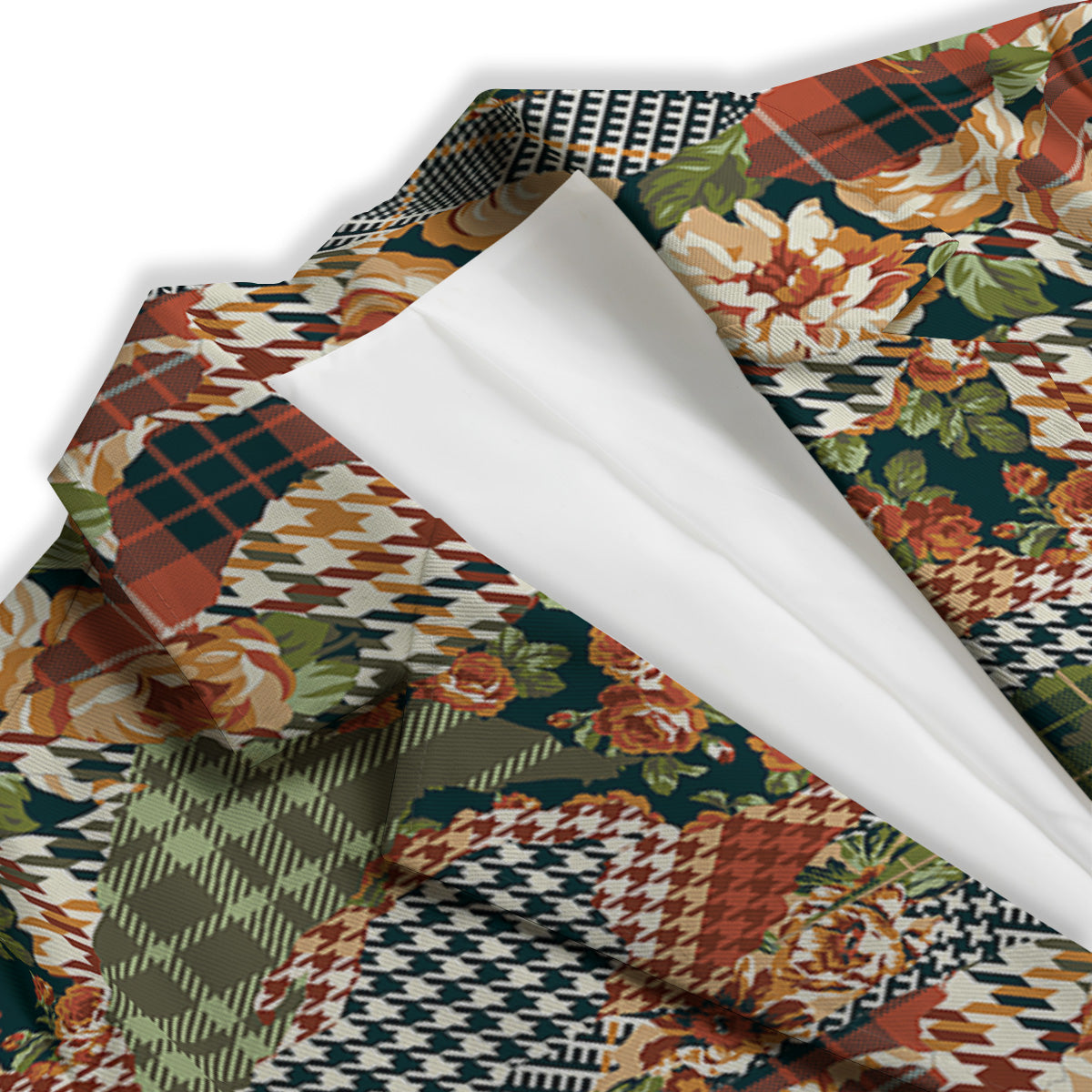 Mix Houndstooth Tartan Print Pattern Women's Blazer-grizzshop