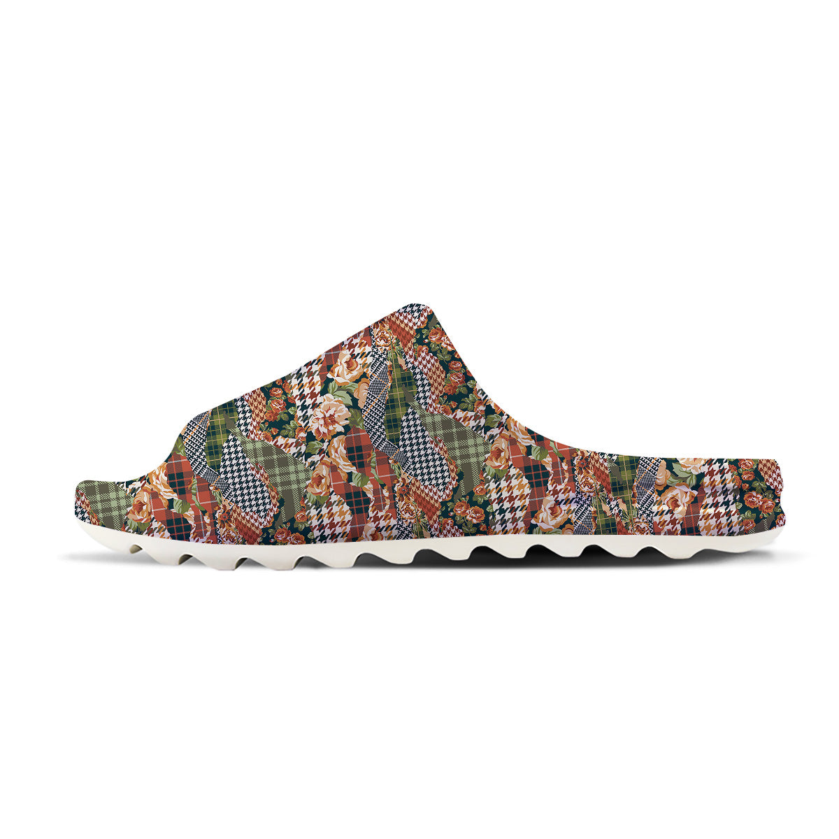 Mix Houndstooth Tartan Print Pattern Sandals-grizzshop