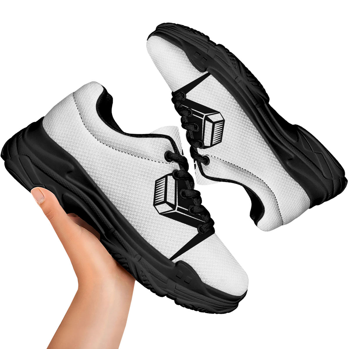 Mjolnir Hammer Of Thor Print Black Chunky Shoes-grizzshop