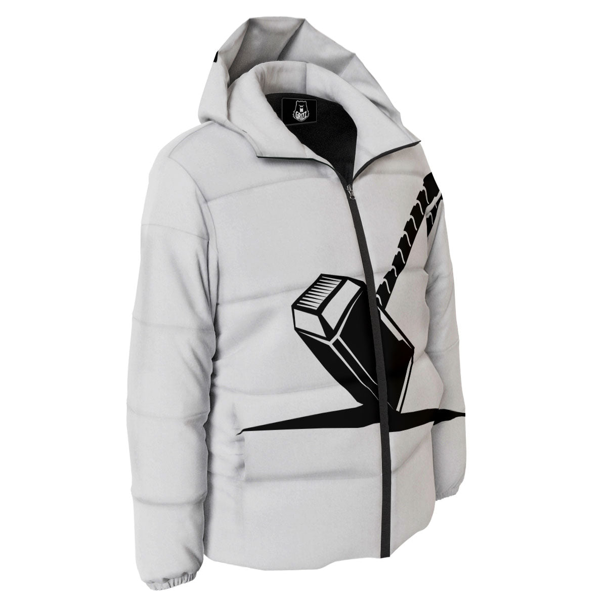 Mjolnir Hammer Of Thor Print Down Jacket-grizzshop