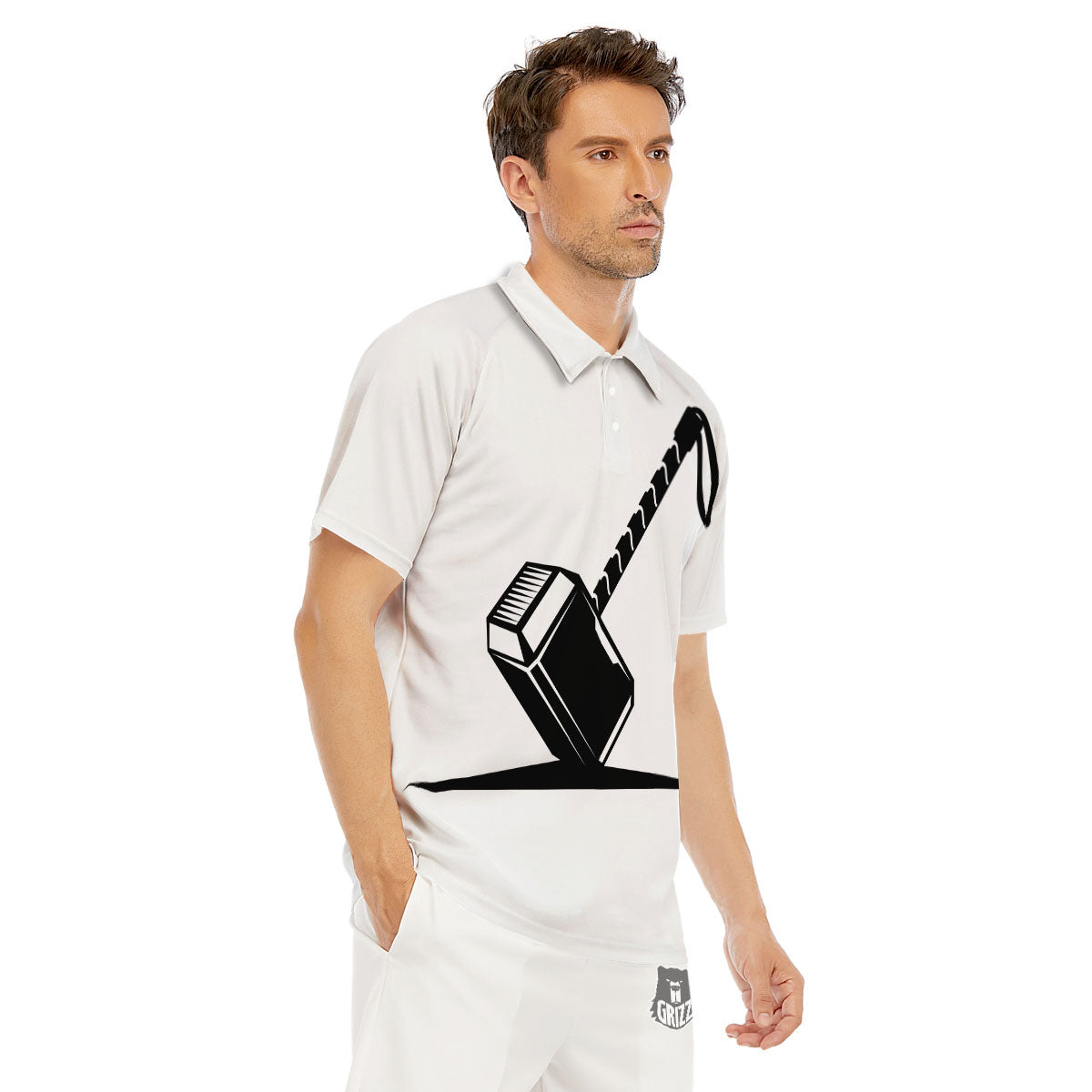 Mjolnir Hammer Of Thor Print Men's Golf Shirts-grizzshop