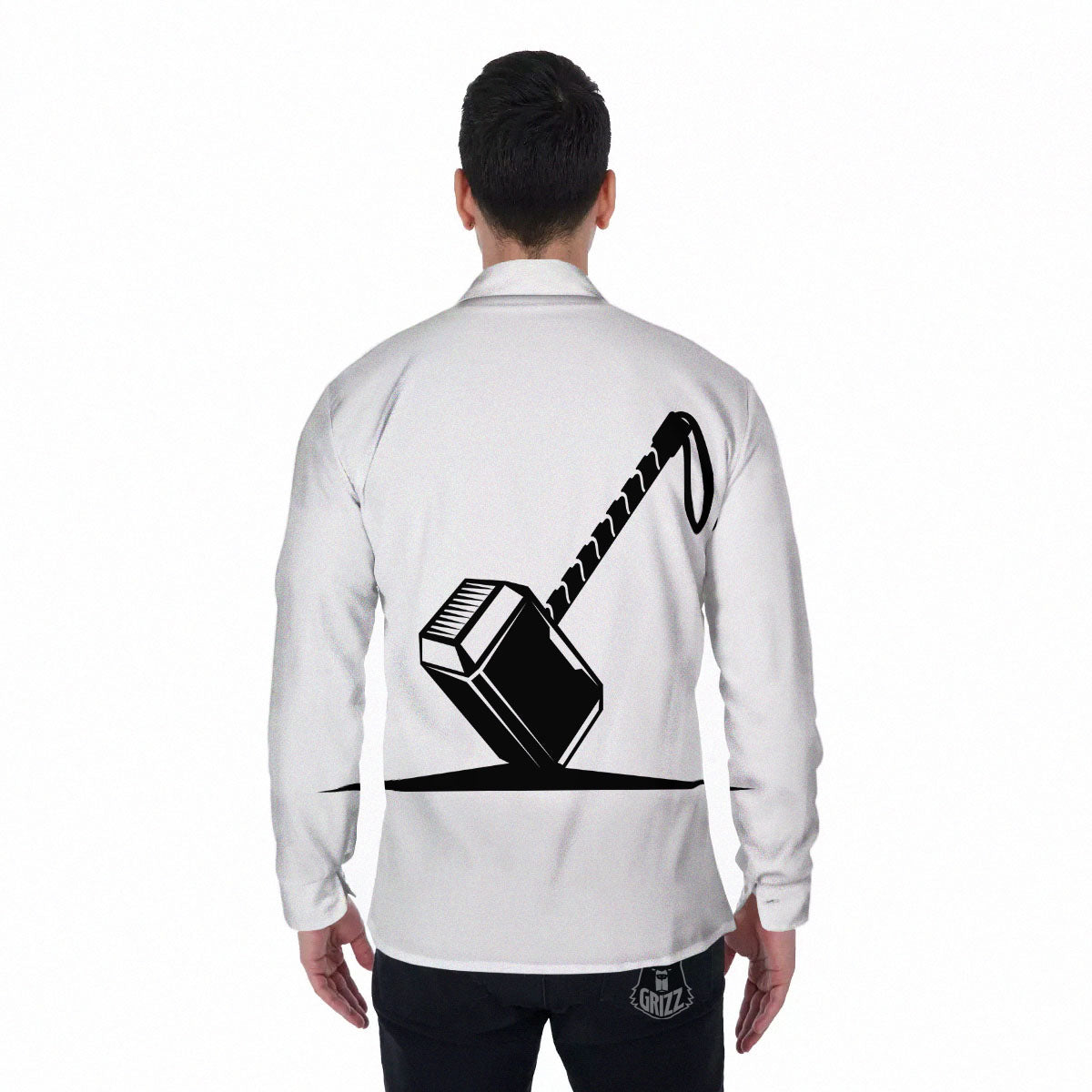Mjolnir Hammer Of Thor Print Men's Long Sleeve Shirts-grizzshop
