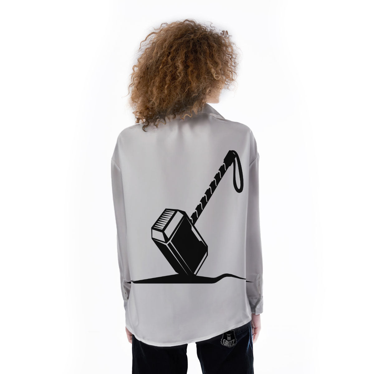 Mjolnir Hammer Of Thor Print Women's Long Sleeve Shirts-grizzshop
