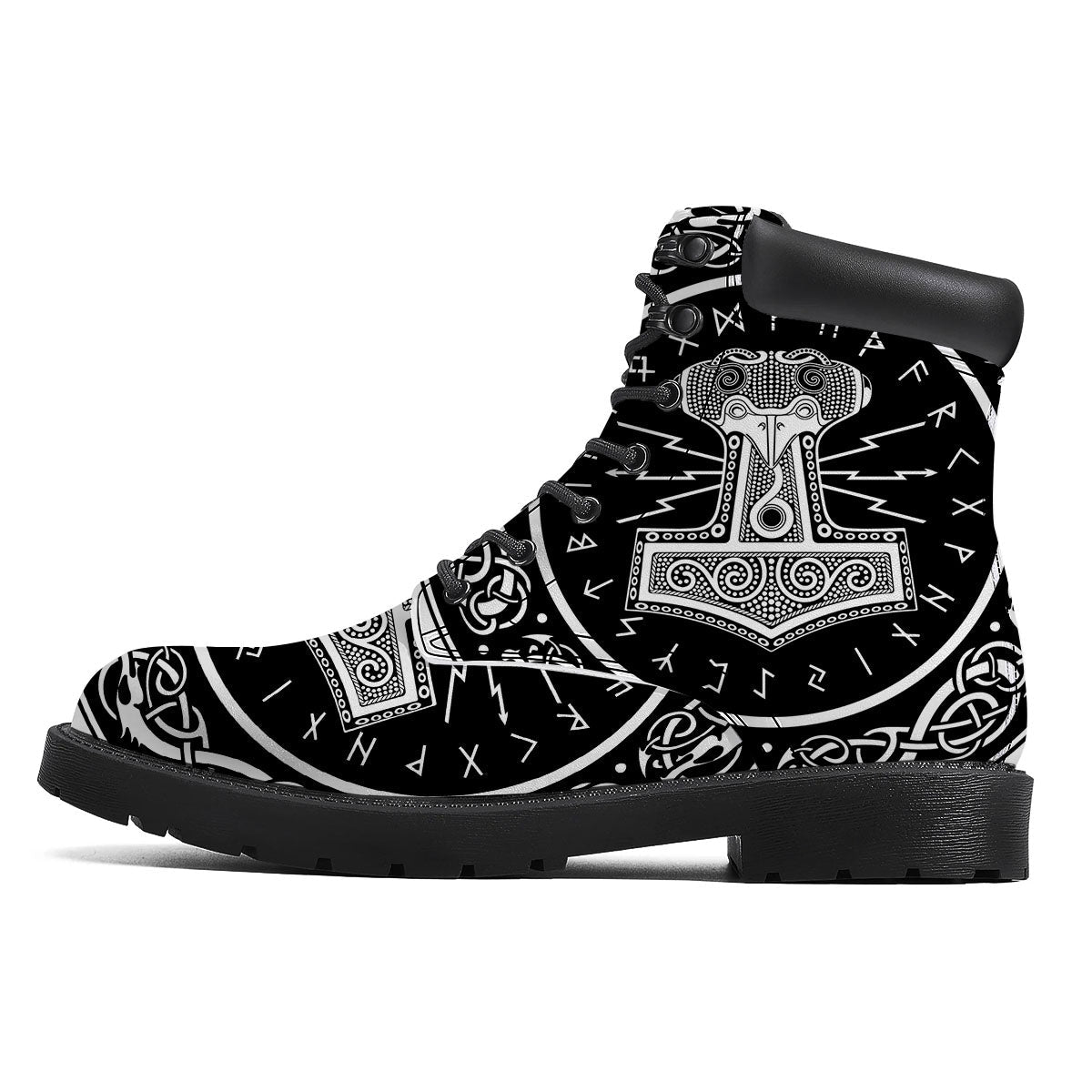 Mjolnir White And Black Print Boots-grizzshop