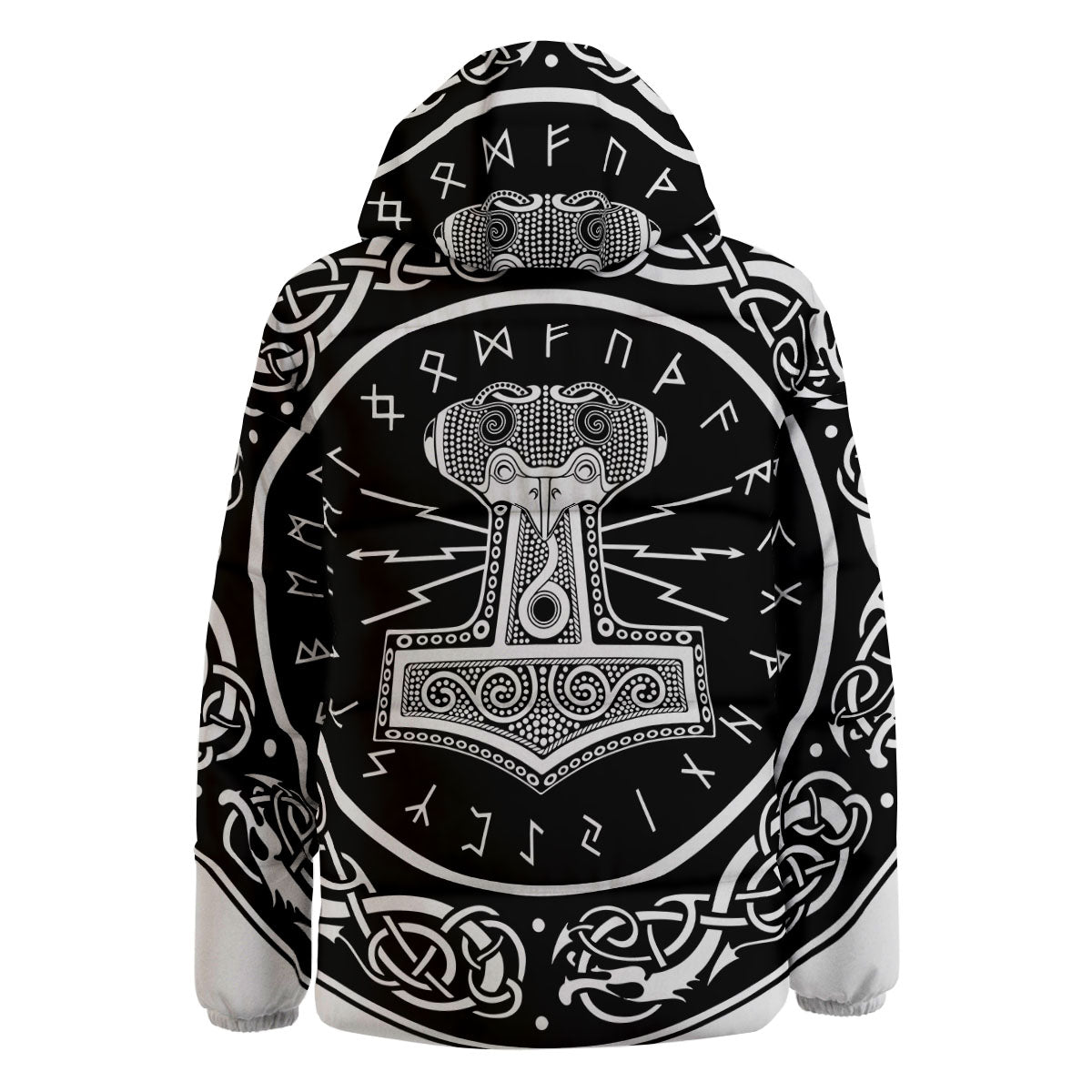 Mjolnir White And Black Print Down Jacket-grizzshop