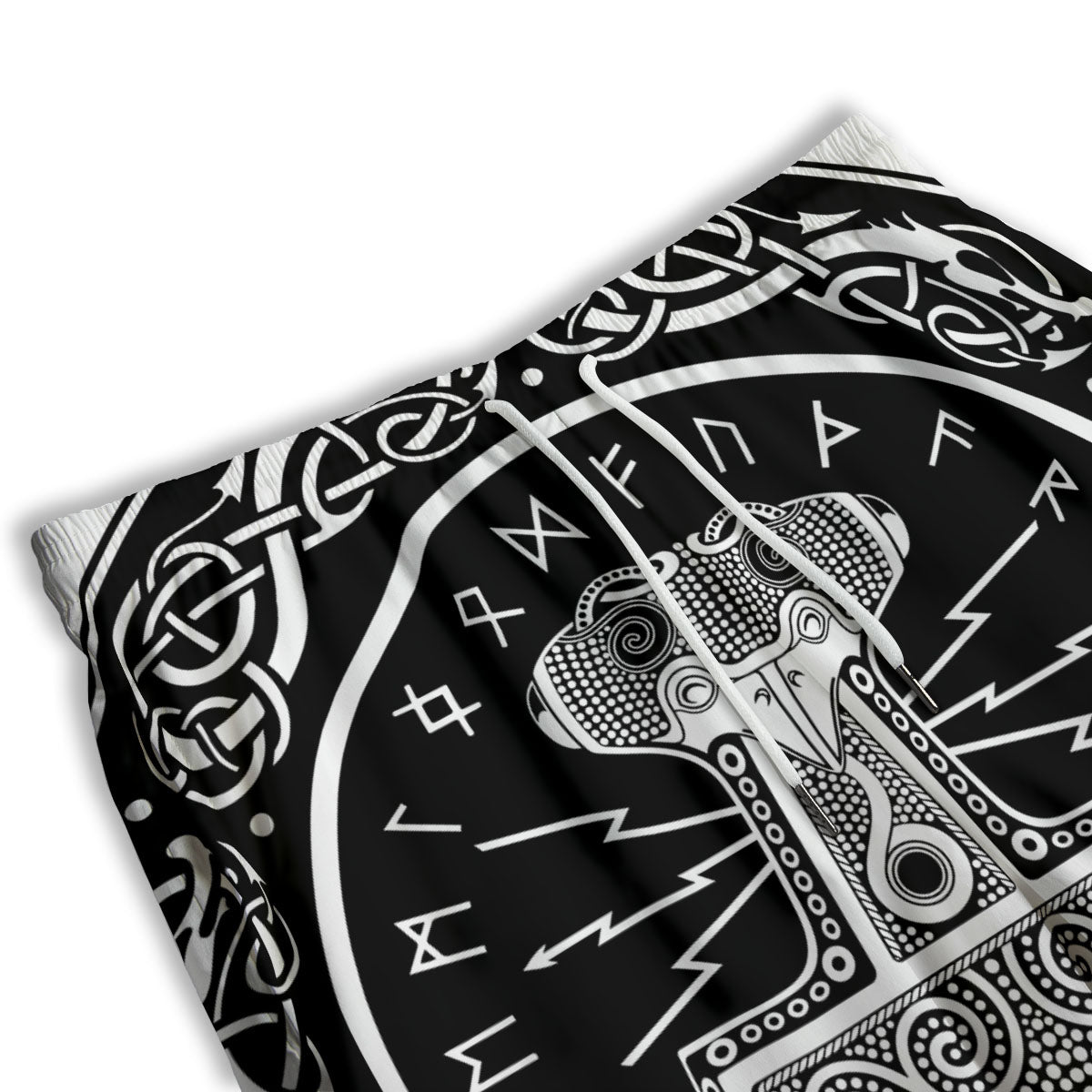 Mjolnir White And Black Print Men's Athletic Shorts
