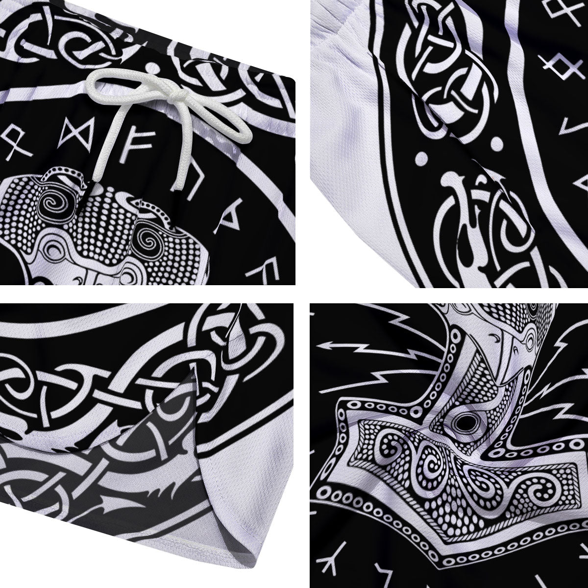 Mjolnir White And Black Print Men's Running Shorts-grizzshop