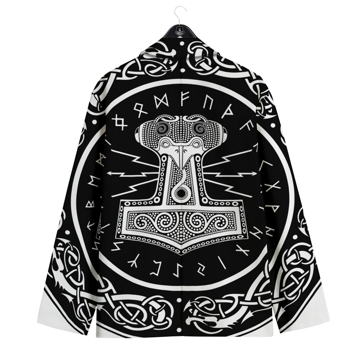 Mjolnir White And Black Print Men's Sport Coat-grizzshop