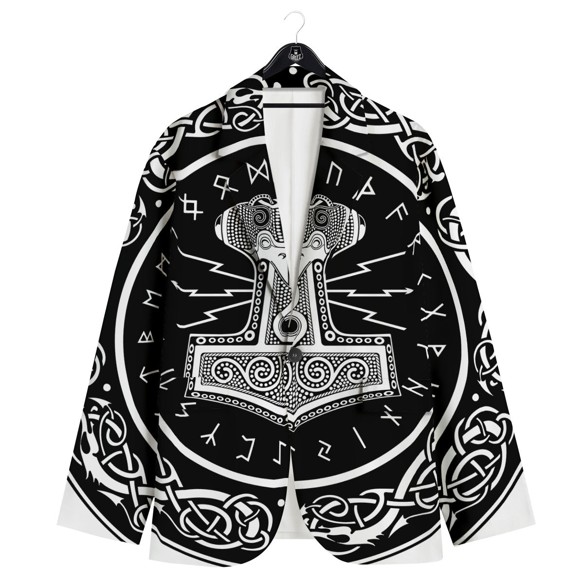 Mjolnir White And Black Print Men's Sport Coat-grizzshop