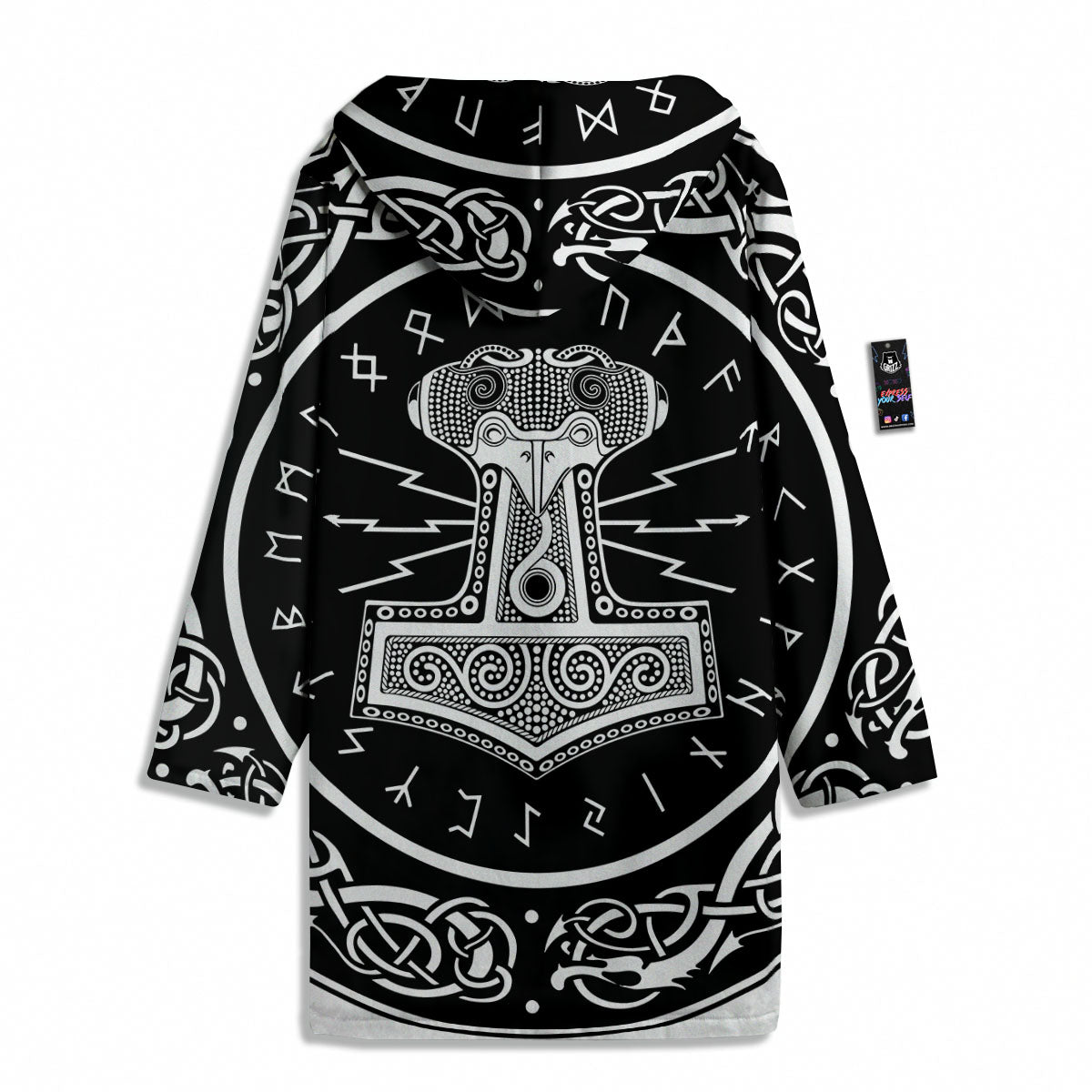 Mjolnir White And Black Print Men's Windbreaker Jacket-grizzshop