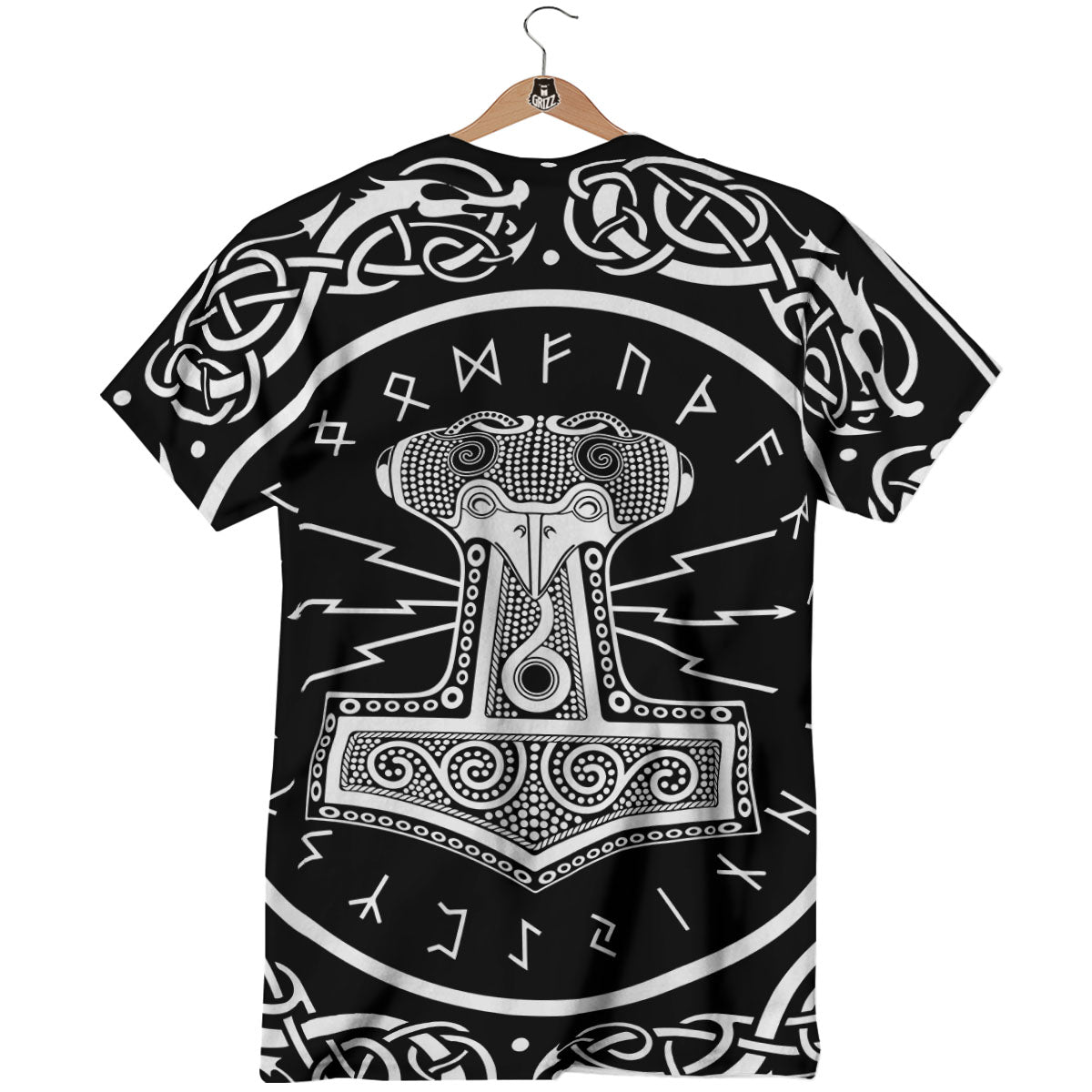 Mjolnir White And Black Print T-Shirt-grizzshop