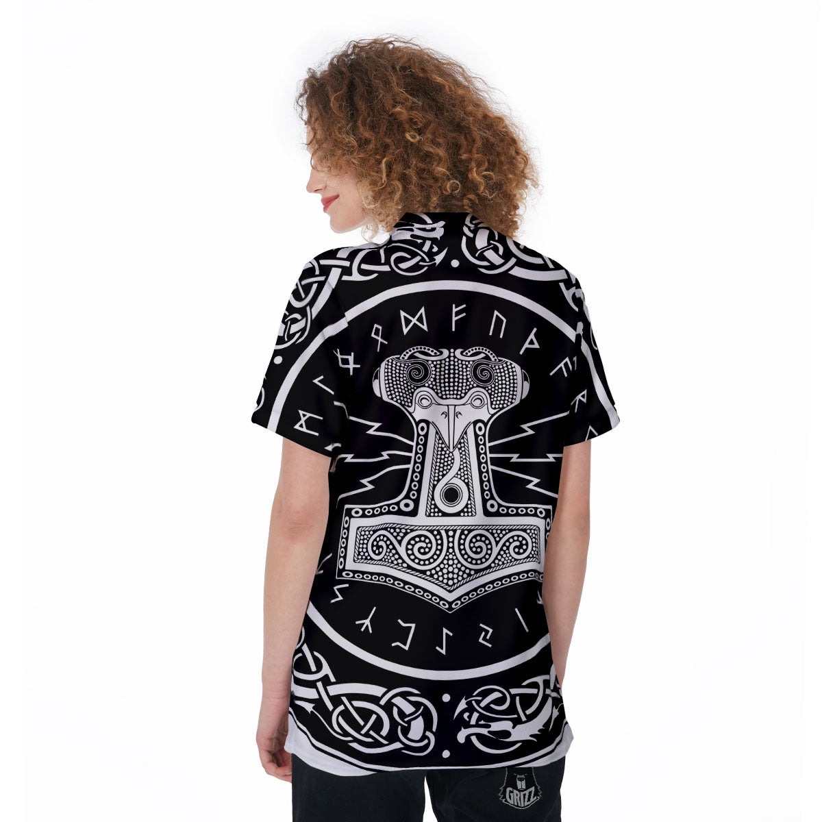 Mjolnir White And Black Print Women's Golf Shirts-grizzshop