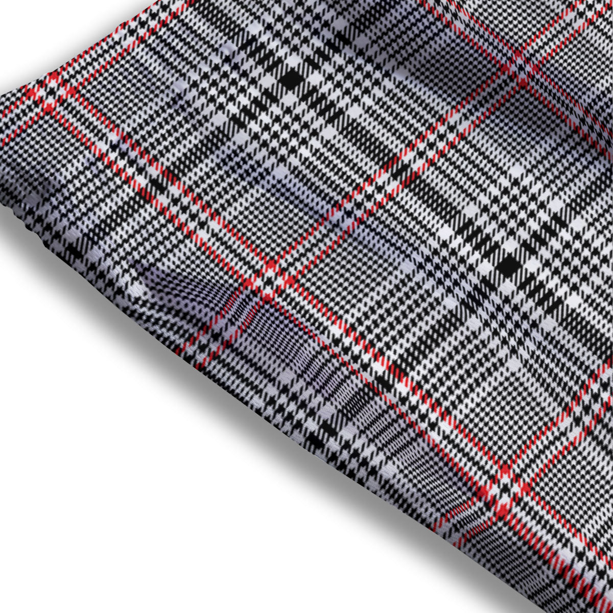 Modern Tartan Plaid White And Black Red Print Mesh Shorts