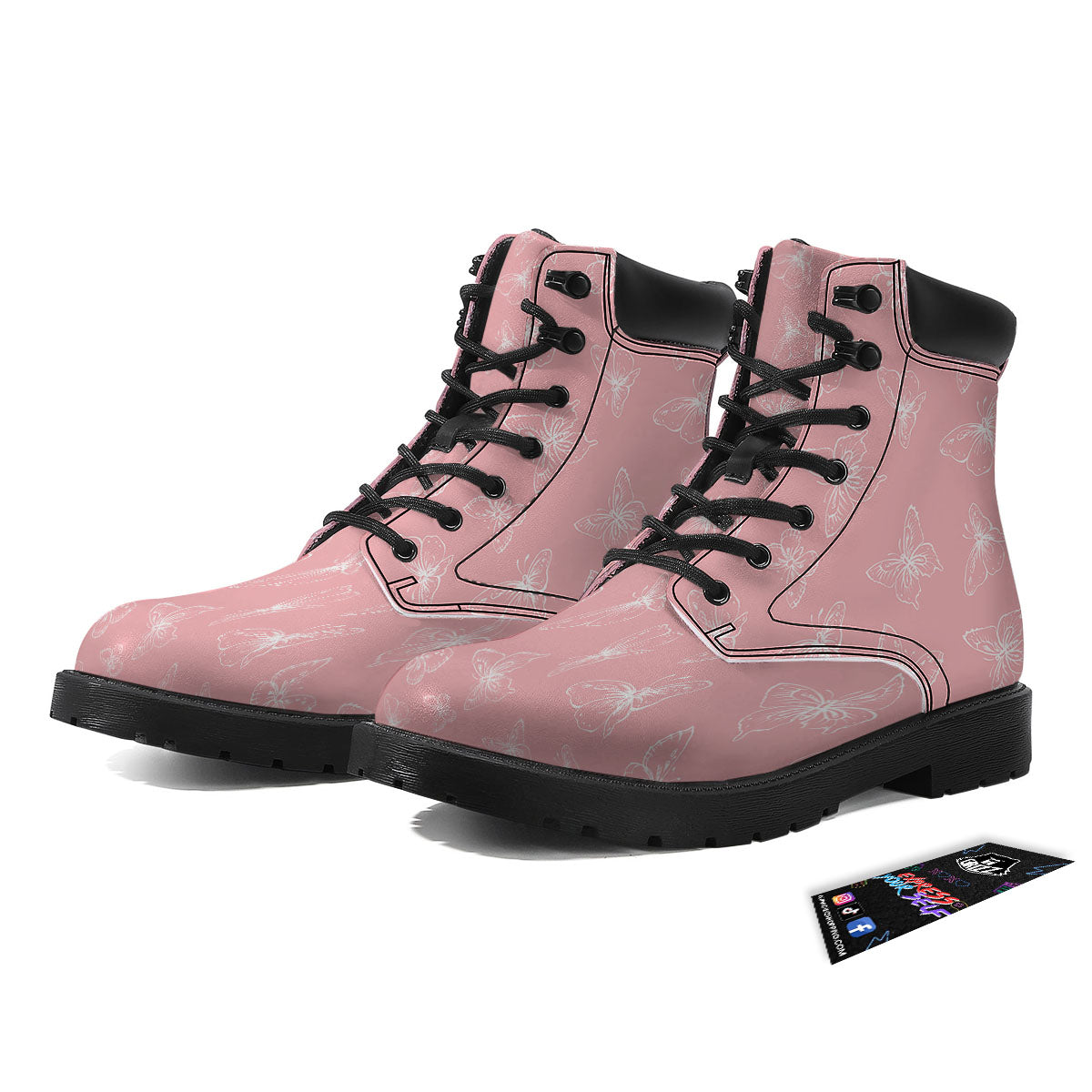 Monarch Butterfly Pink Print Pattern Boots-grizzshop