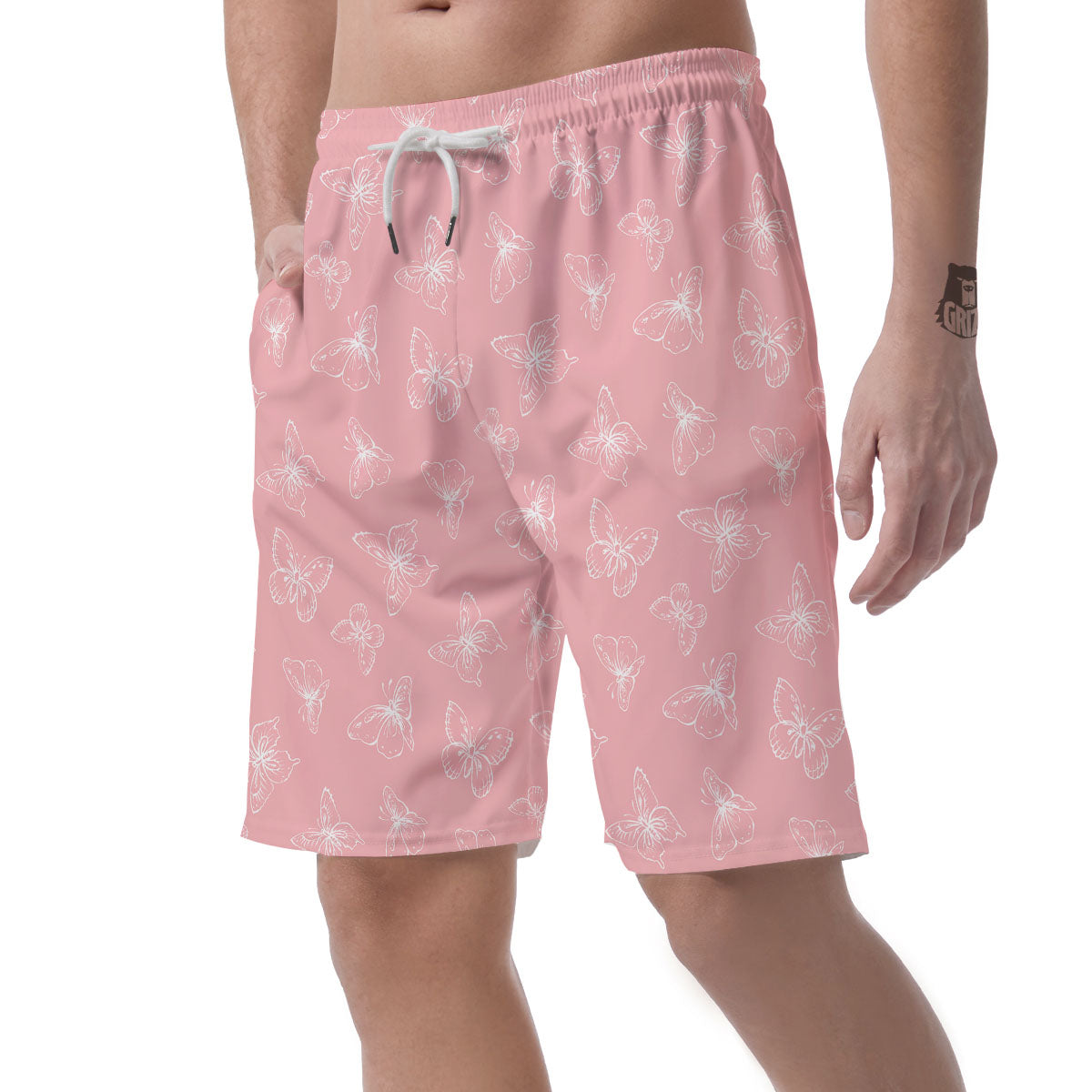Monarch Butterfly Pink Print Pattern Men's Shorts-grizzshop