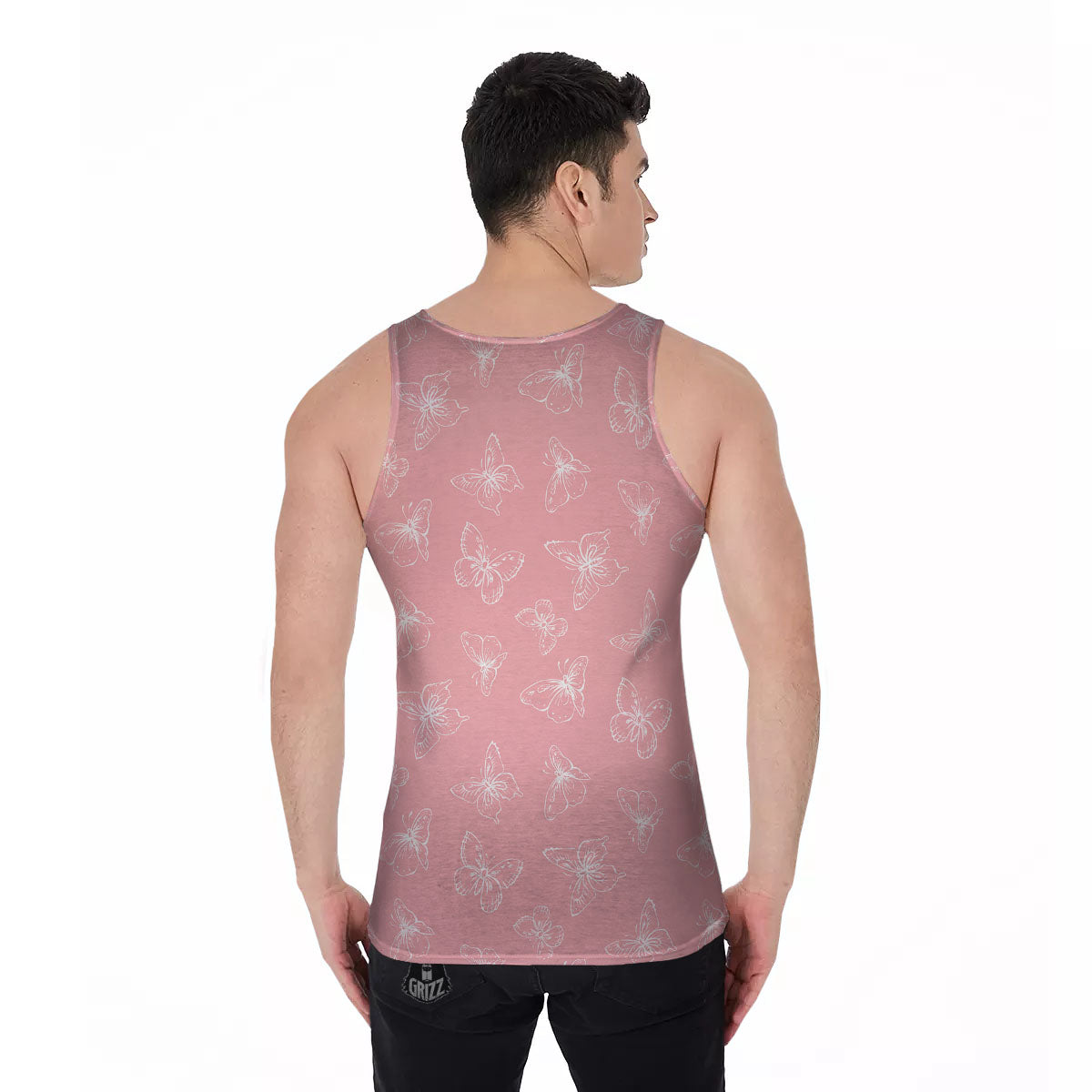 Monarch Butterfly Pink Print Pattern Men's Tank Top-grizzshop