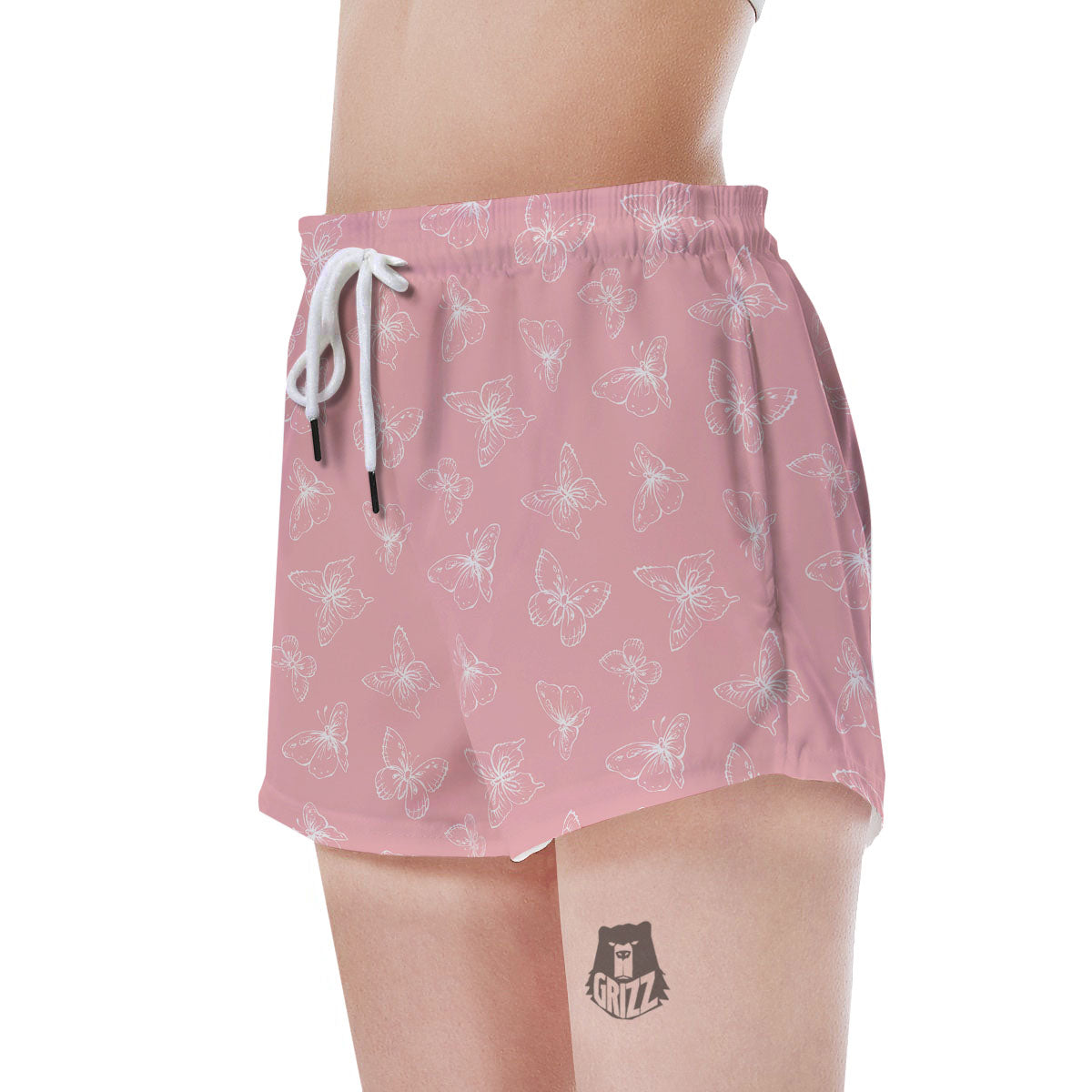 Monarch Butterfly Pink Print Pattern Women's Shorts-grizzshop