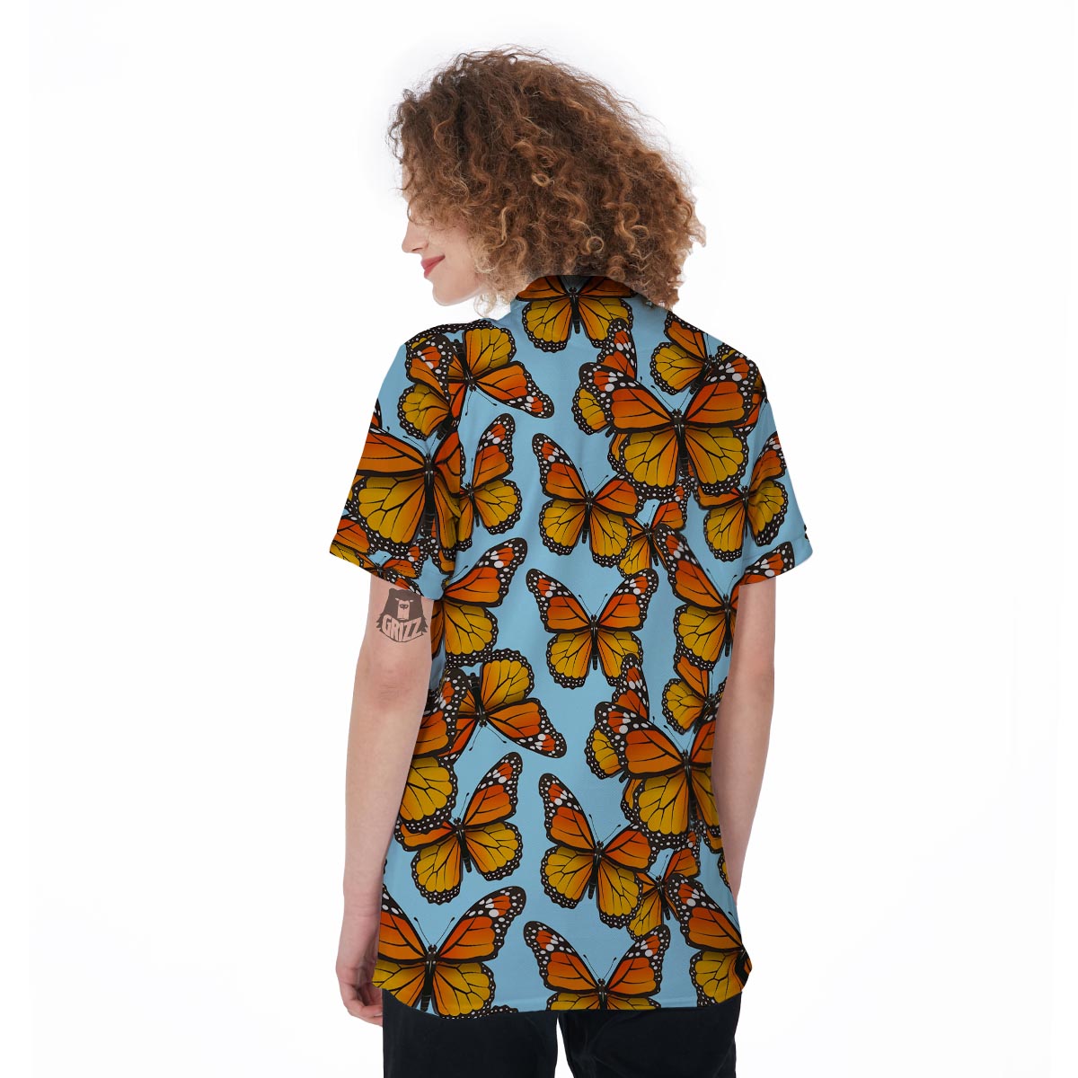 Monarch Butterfly Print Women's Golf Shirts-grizzshop
