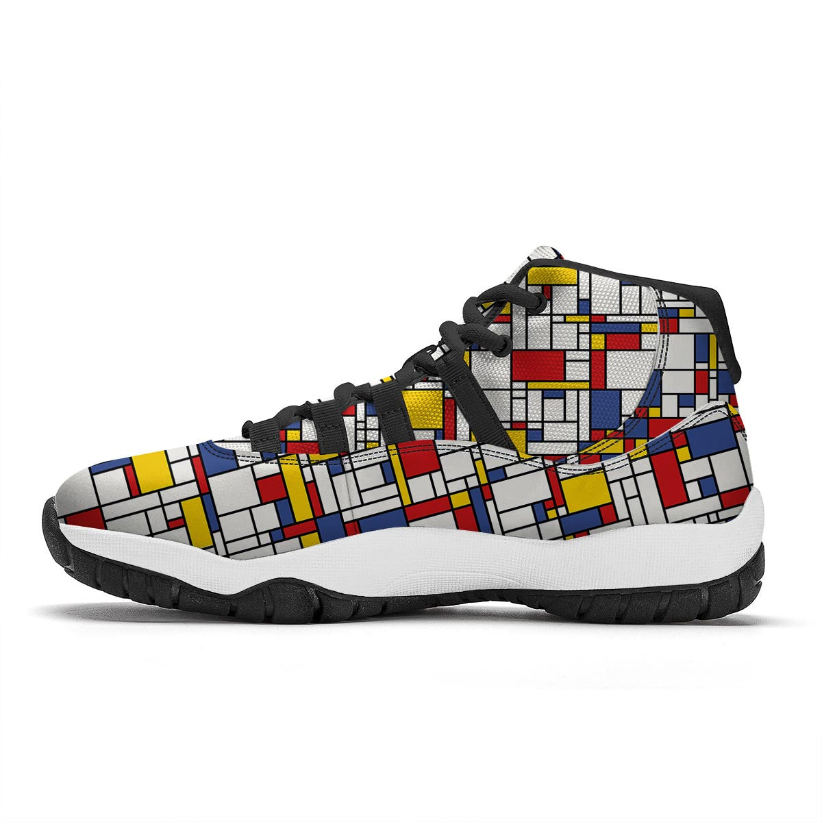 Mondrian Pattern Print Black Bball Shoes-grizzshop