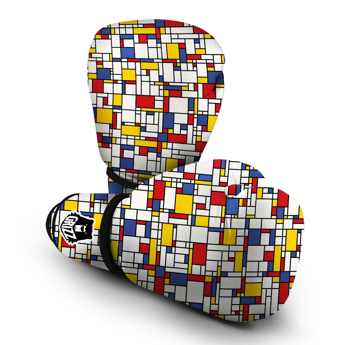 Mondrian Pattern Print Boxing Gloves-grizzshop
