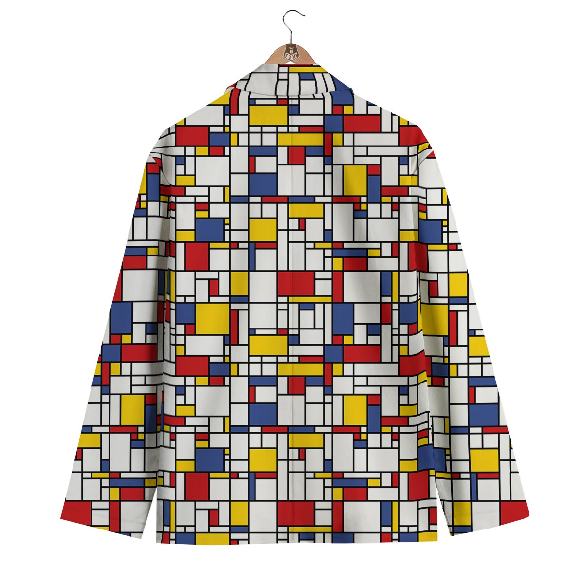 Mondrian Pattern Print Men's Blazer-grizzshop