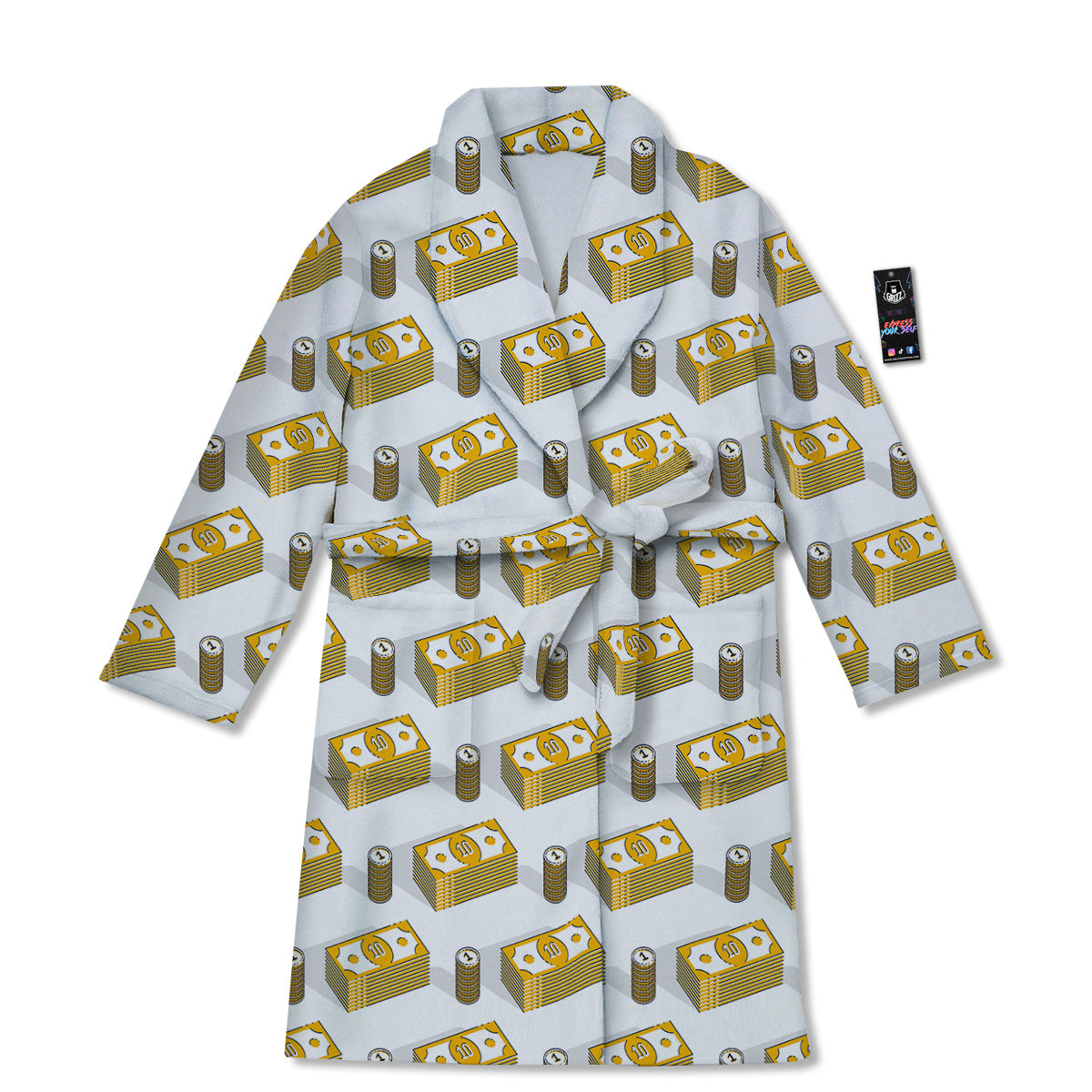 Money Cash Print Pattern Bathrobe-grizzshop