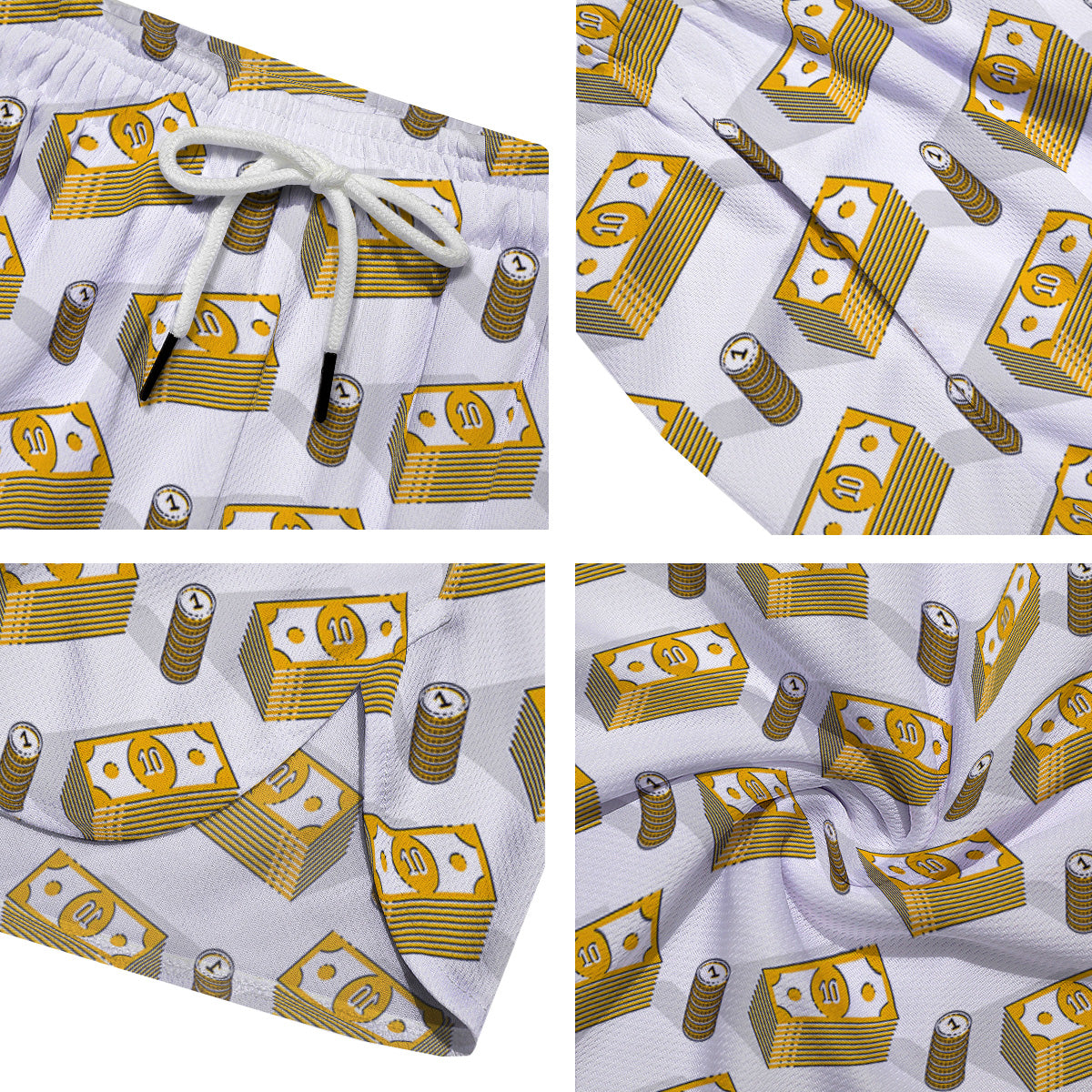 Money Cash Print Pattern Men's Running Shorts-grizzshop