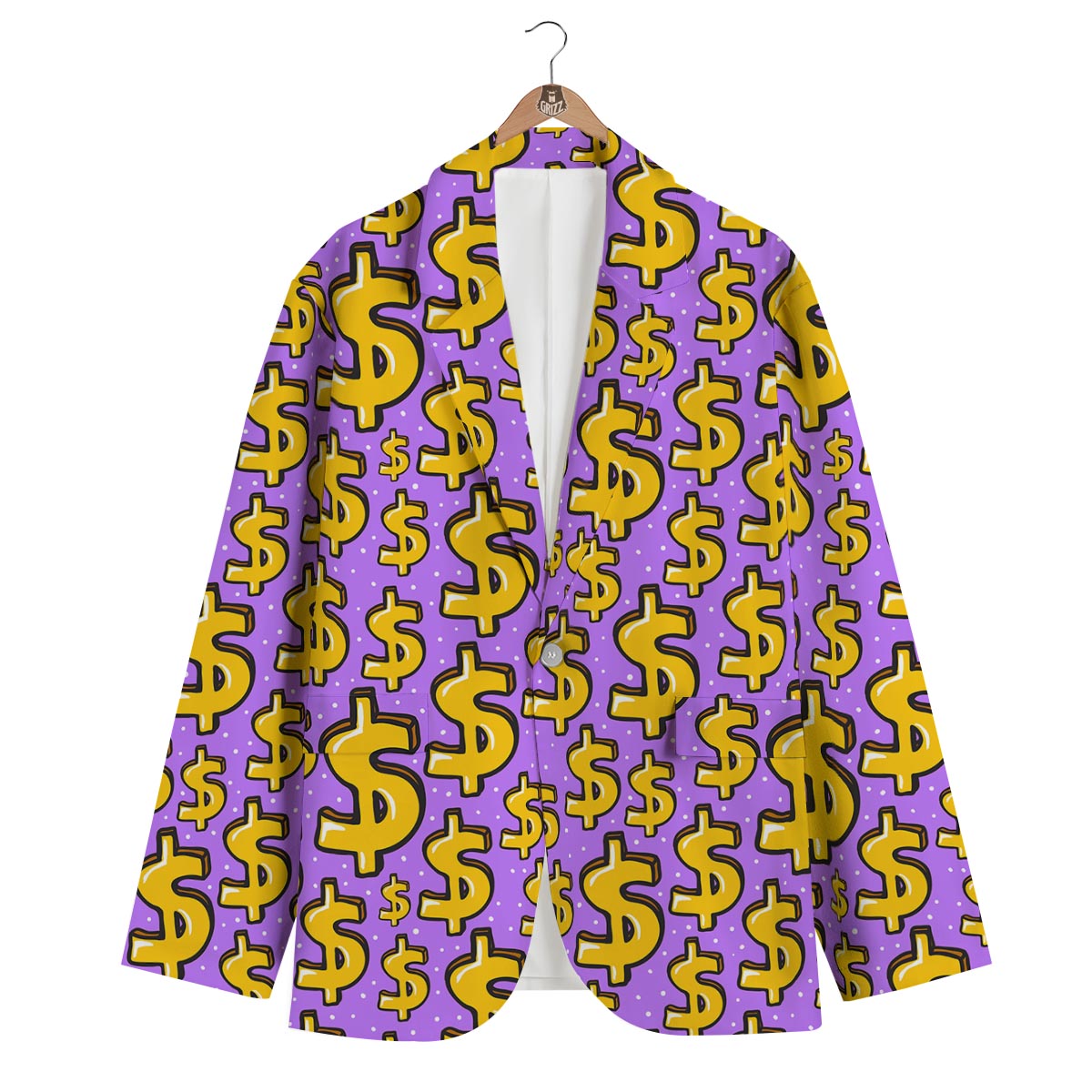 Money Dollar Pattern Print Men's Blazer-grizzshop