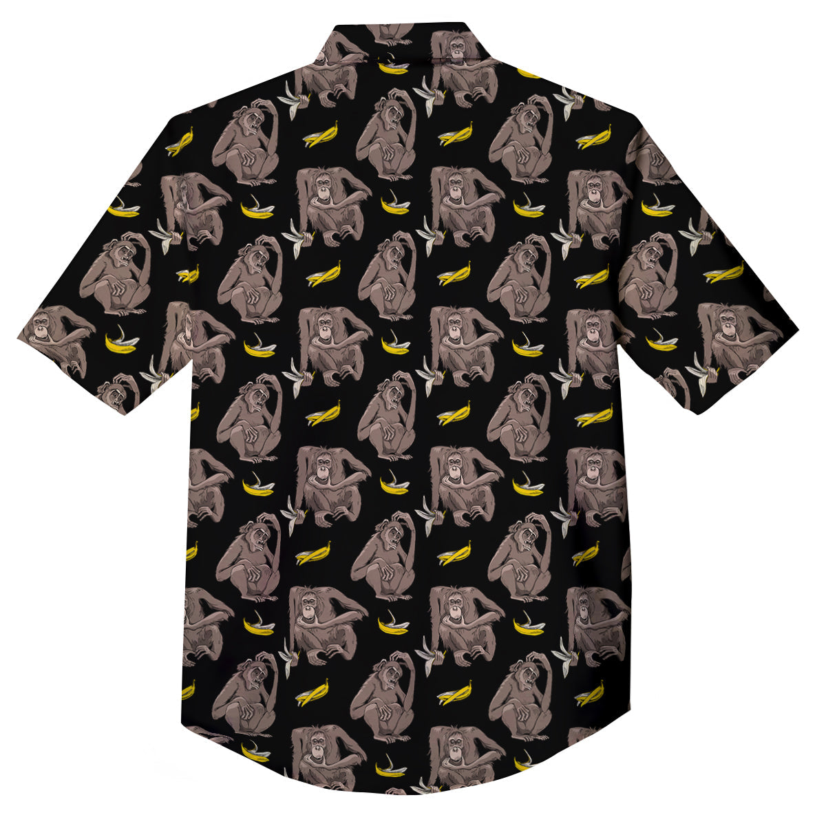 Monkey And Banana Print Pattern Button Up Shirt-grizzshop