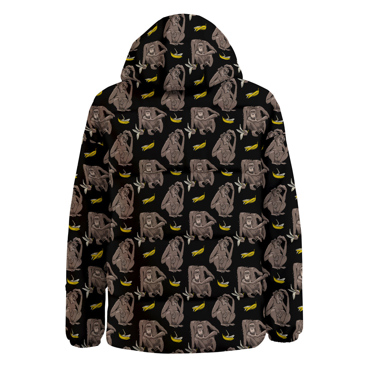 Monkey And Banana Print Pattern Down Jacket-grizzshop