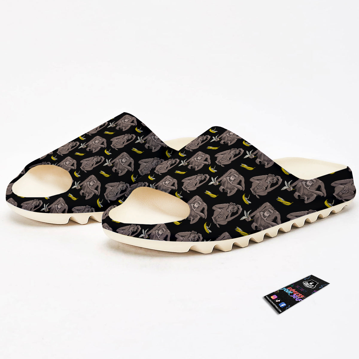 Monkey And Banana Print Pattern Sandals-grizzshop