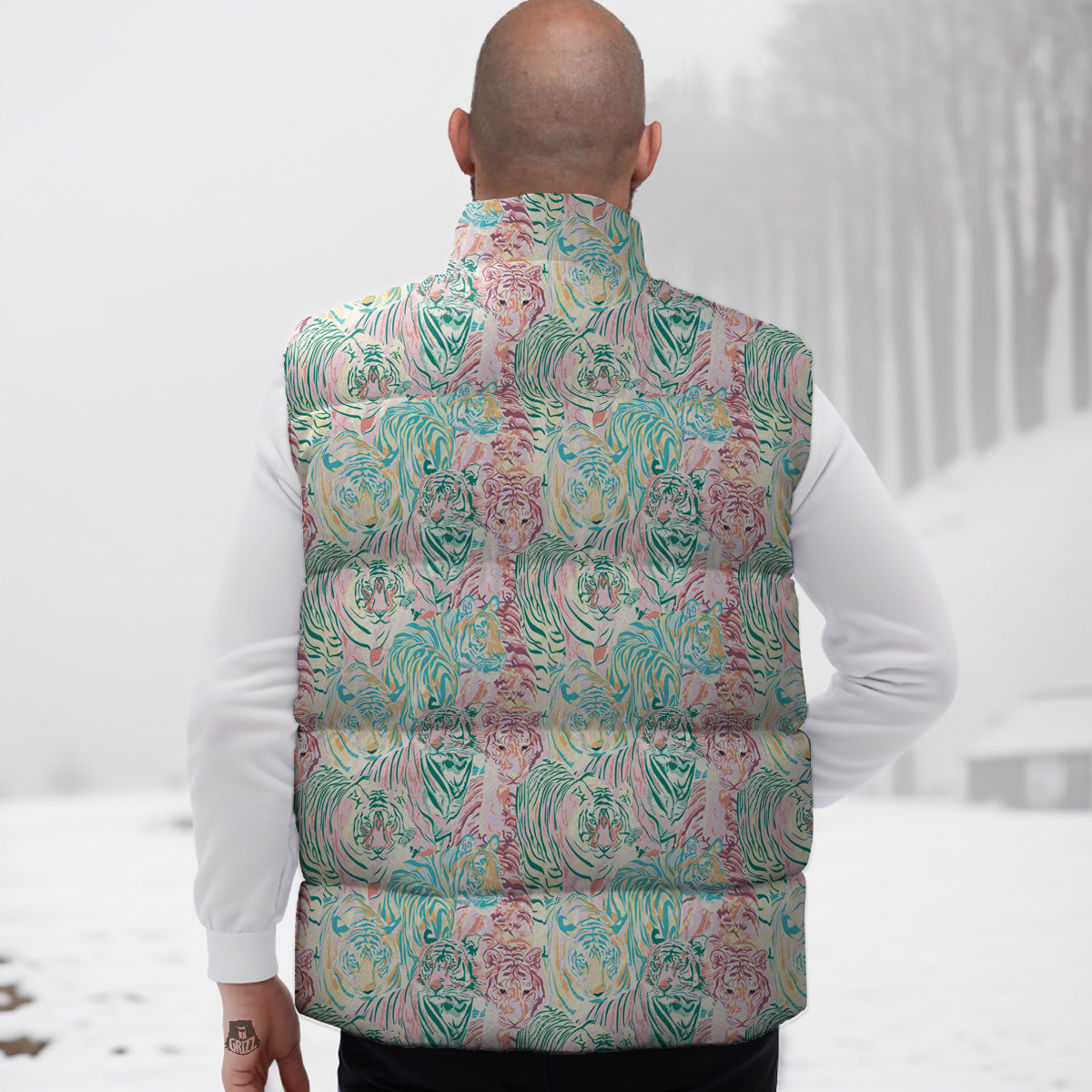 Monkey Banana Pattern Print Down Vest-grizzshop