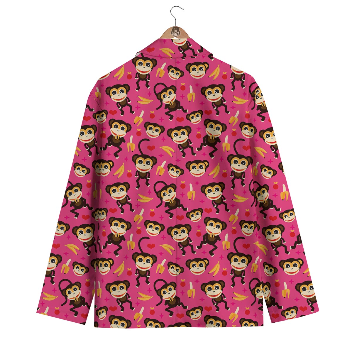 Monkey Banana Pattern Print Men's Blazer-grizzshop