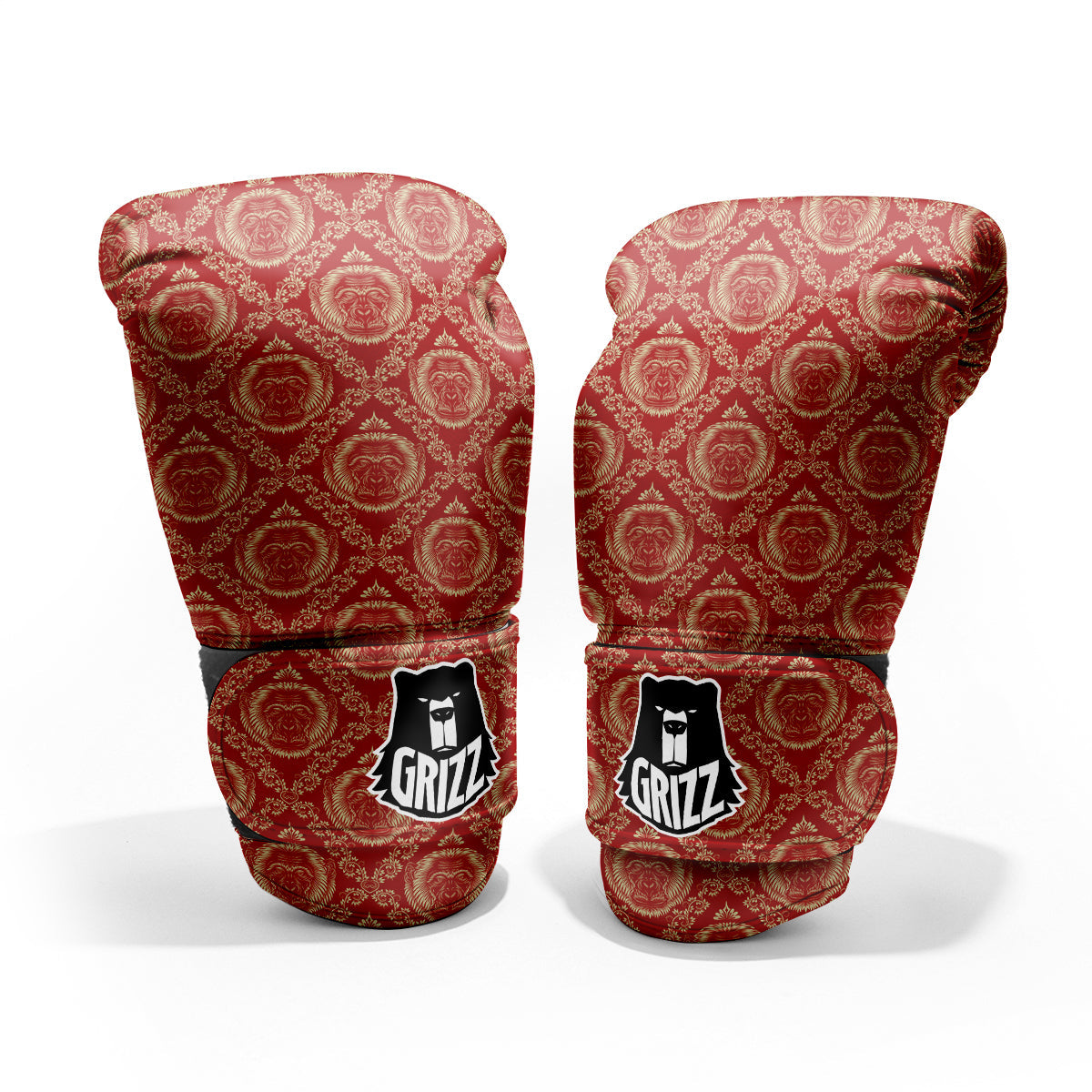 Monkey Head Floral Ornament Print Pattern Pro Boxing Glove