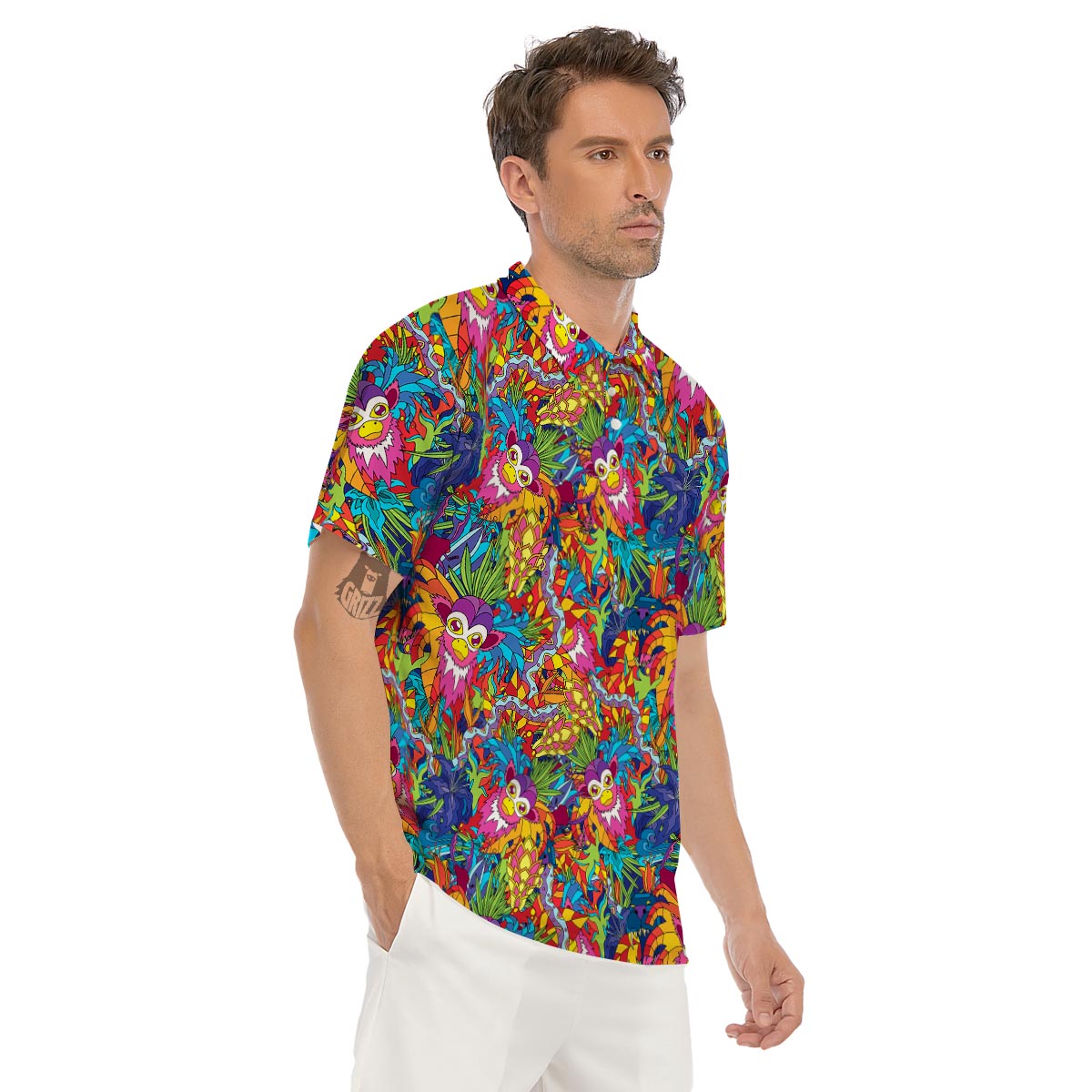 Monkey Trippy Psychedelic Men's Golf Shirts-grizzshop