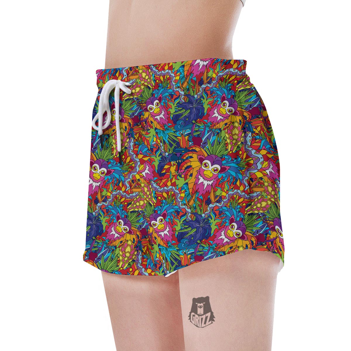 Monkey Trippy Psychedelic Women's Shorts-grizzshop