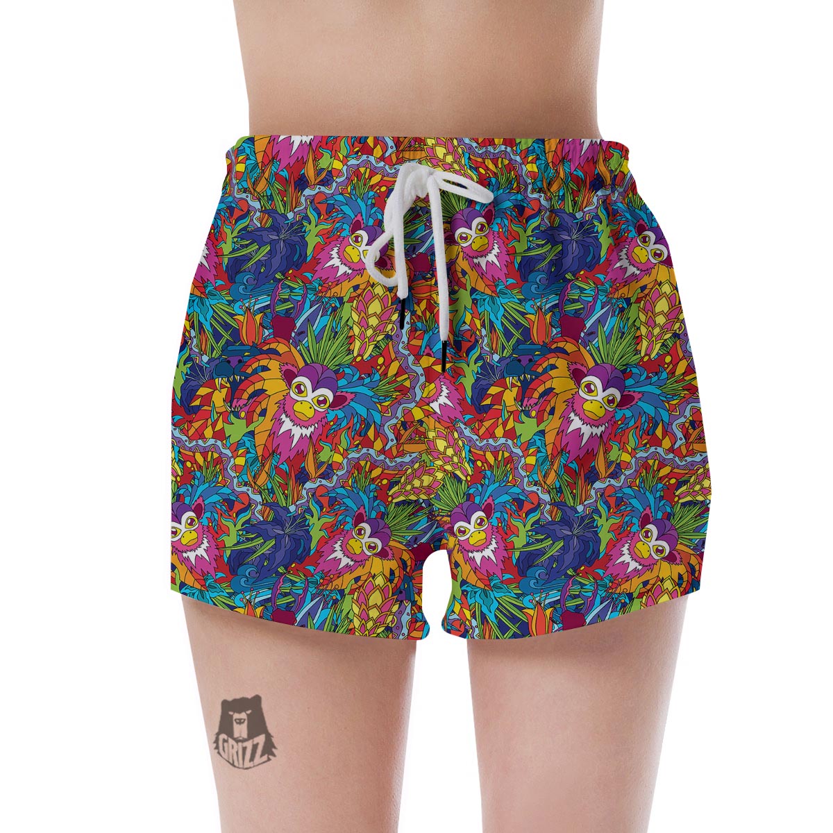Monkey Trippy Psychedelic Women's Shorts-grizzshop