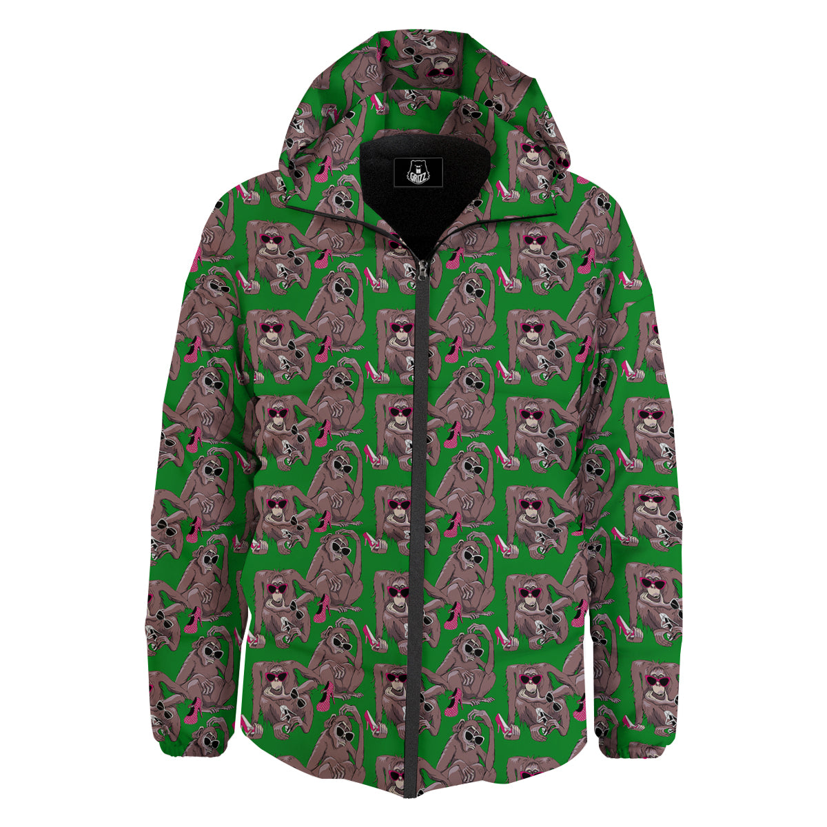 Monkey with the Shoes and Glasses Print Pattern Down Jacket-grizzshop