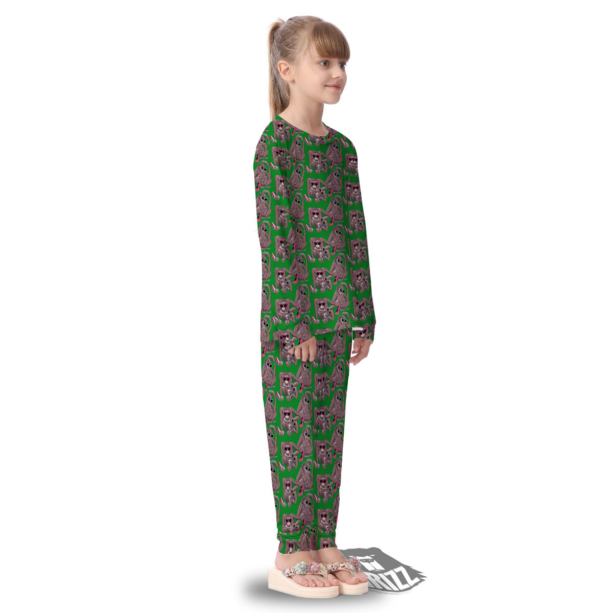 Monkey with the Shoes and Glasses Print Pattern Kid's Pajamas-grizzshop