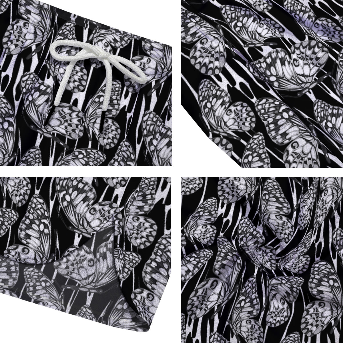 Monochrom Butterfly Print Pattern Men's Running Shorts-grizzshop