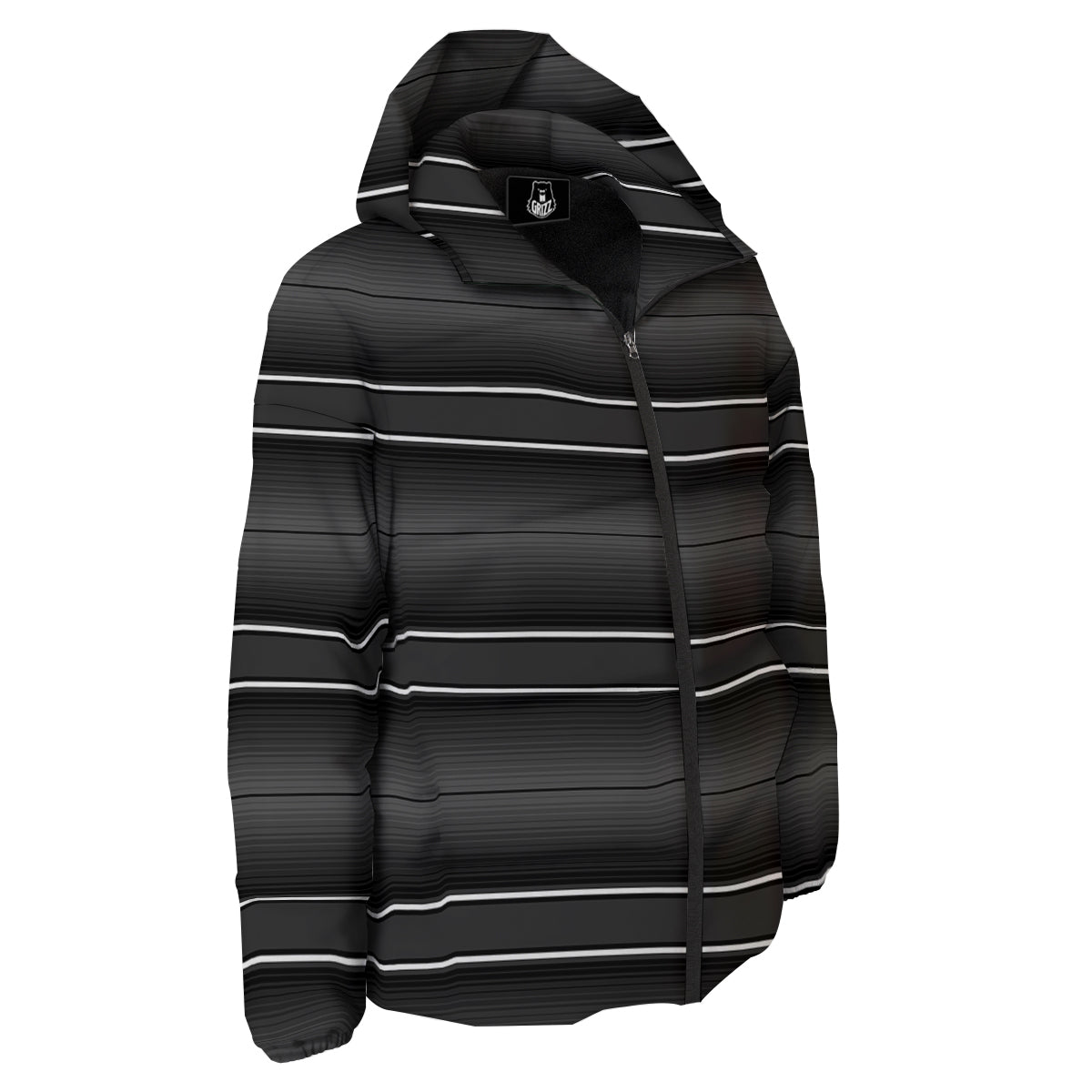 Monochrome Mexican Serape Print Down Jacket-grizzshop
