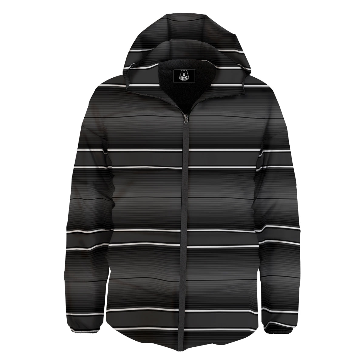 Monochrome Mexican Serape Print Down Jacket-grizzshop