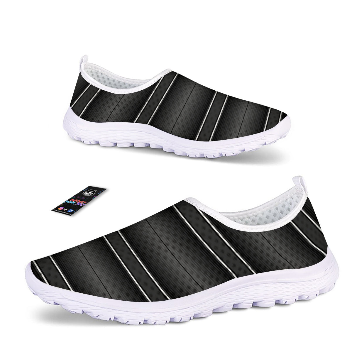 Monochrome Mexican Serape Print Nurse Shoes-grizzshop