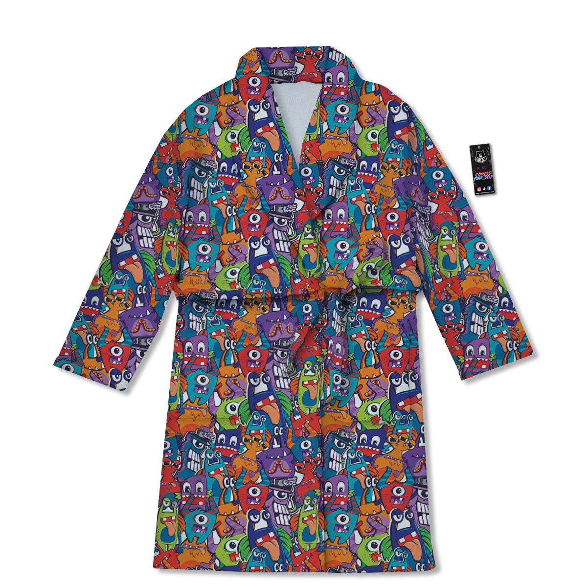 Monster Cute Print Pattern Bathrobe-grizzshop