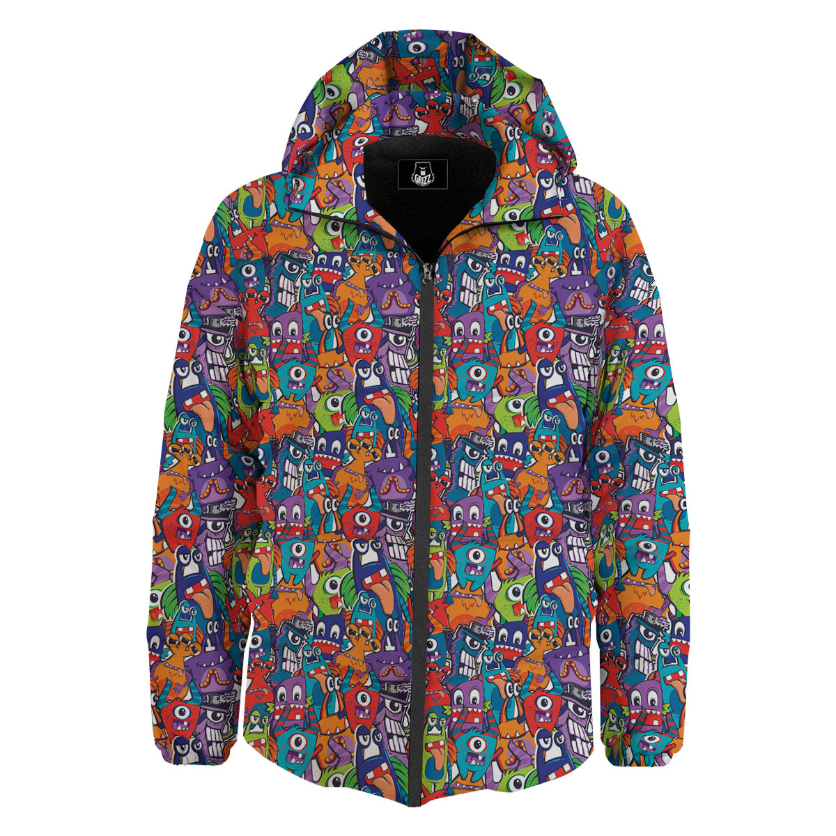 Monster Cute Print Pattern Down Jacket-grizzshop