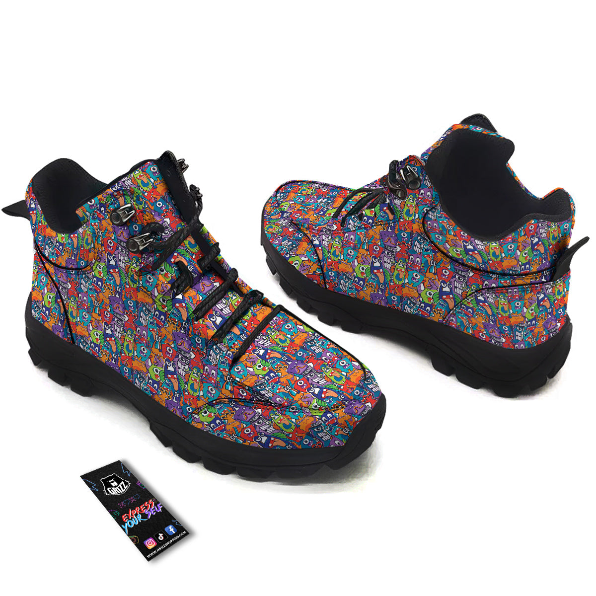 Monster Cute Print Pattern Hiking Shoes-grizzshop
