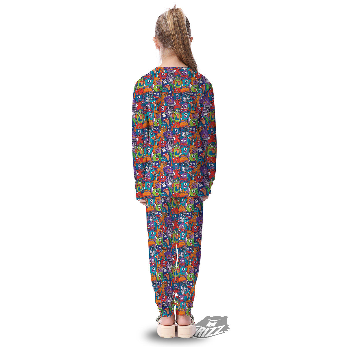 Monster Cute Print Pattern Kid's Pajamas-grizzshop