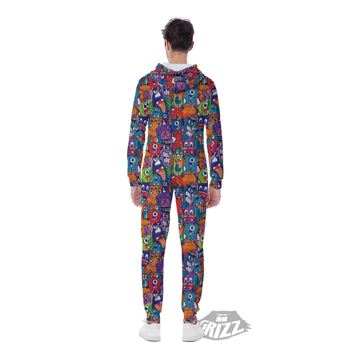 Monster Cute Print Pattern Men's Jumpsuit-grizzshop