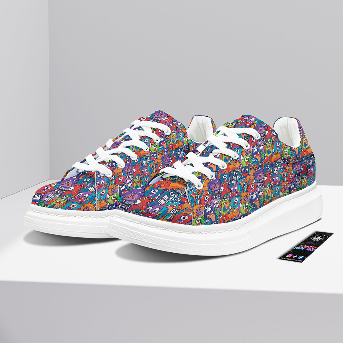 Monster Cute Print Pattern Platform Shoes-grizzshop