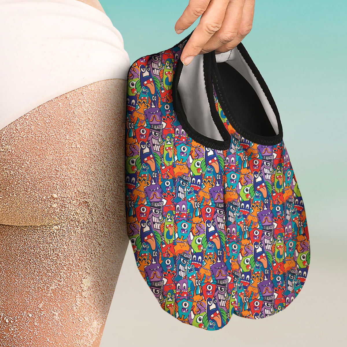 Monster Cute Print Pattern Water Shoes-grizzshop
